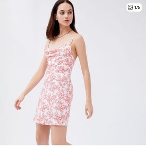 Urban Outfitters mallory coral and White Cowl Neck Mini Dress sz S